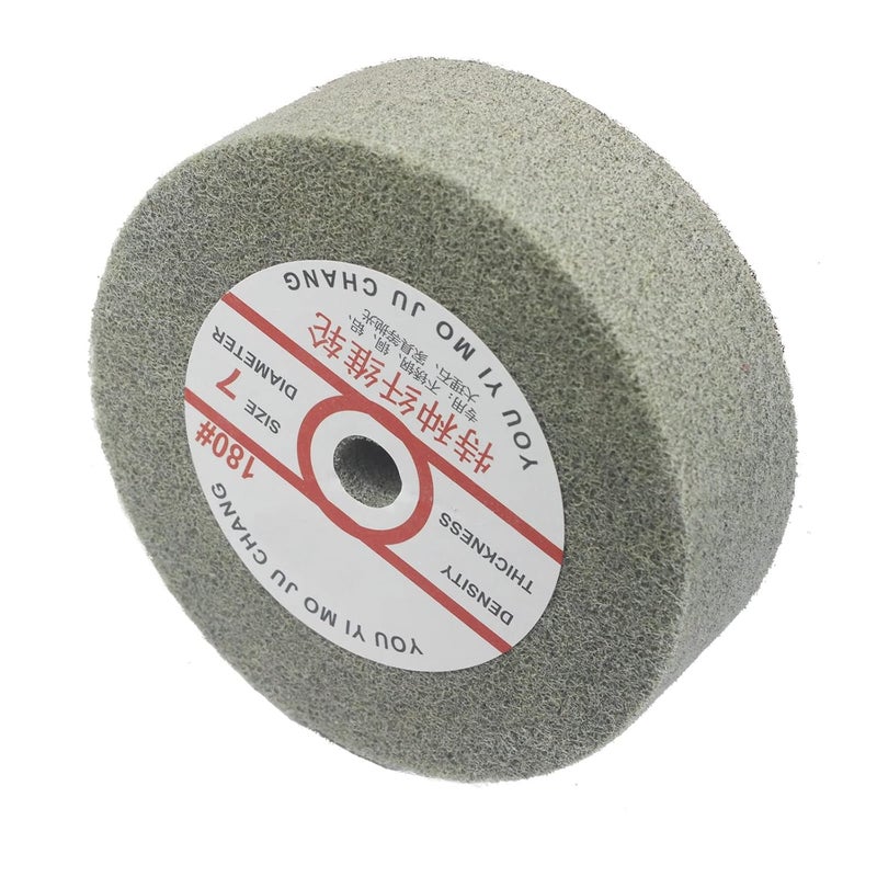 JUNLIXN 𝐉𝐔𝐍𝐋𝐈𝐗𝐍 6" x 2" Extra Thick Nylon Fiber Buffing Wheel, 5/8" Arbor Hole 180 Grit Abrasive Deburring Wheels Polishing Discs for Bench Grinder, Drill (7 P) - Image 1